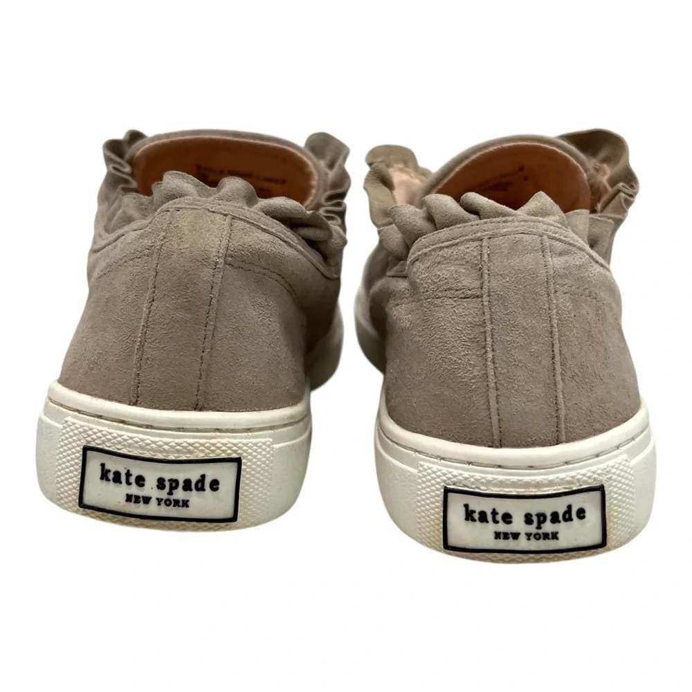 Kate Spade New York Lance Ruffle Trim Gray Taupe Slip On Sneakers Women’s 7